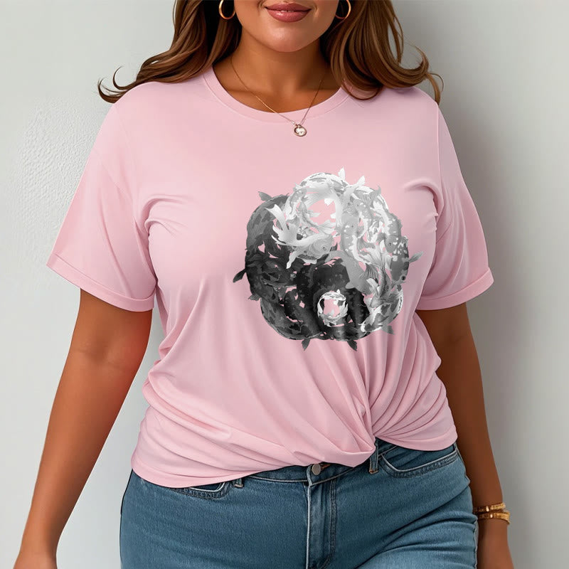 Camiseta de algodón con combinación de peces koi, yin yang y Buddha Stones - image 20