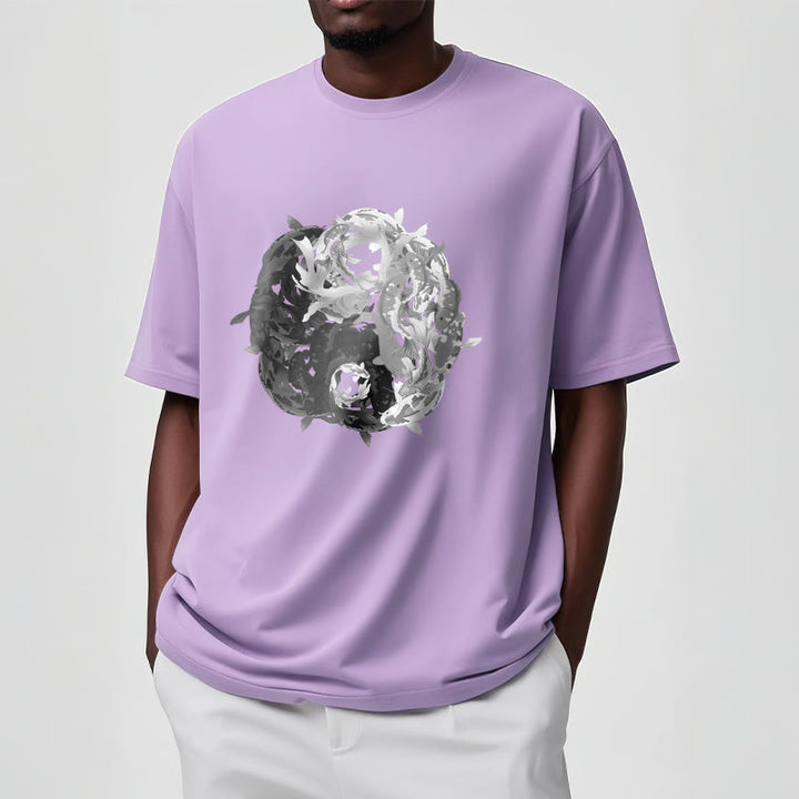 Camiseta de algodón con combinación de peces koi, yin yang y Buddha Stones - image 17