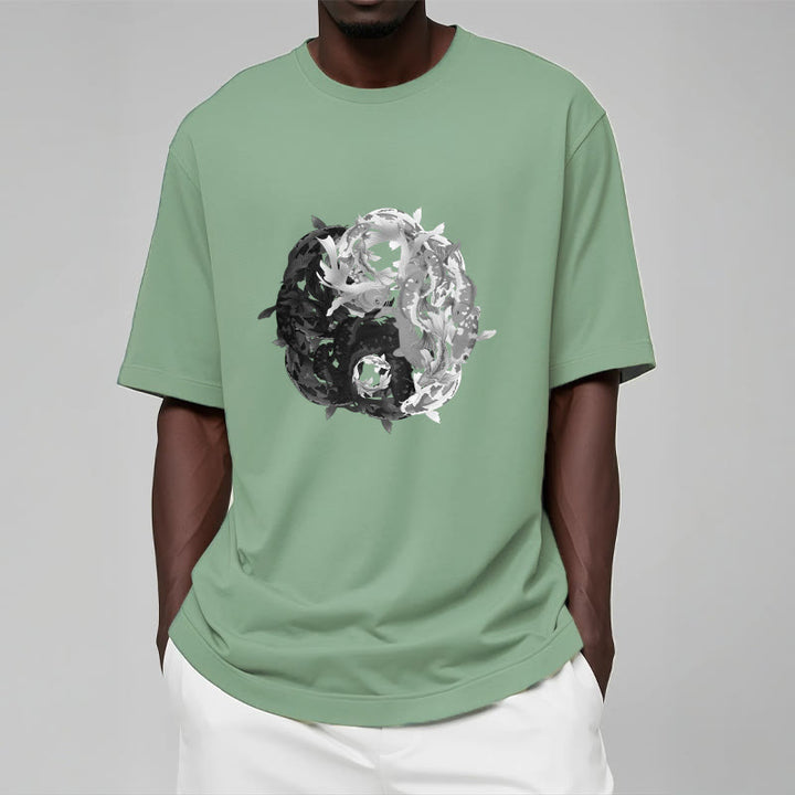 Camiseta de algodón con combinación de peces koi, yin yang y Buddha Stones - image 16