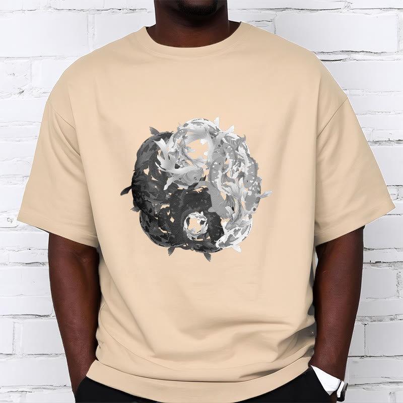 Camiseta de algodón con combinación de peces koi, yin yang y Buddha Stones - image 13