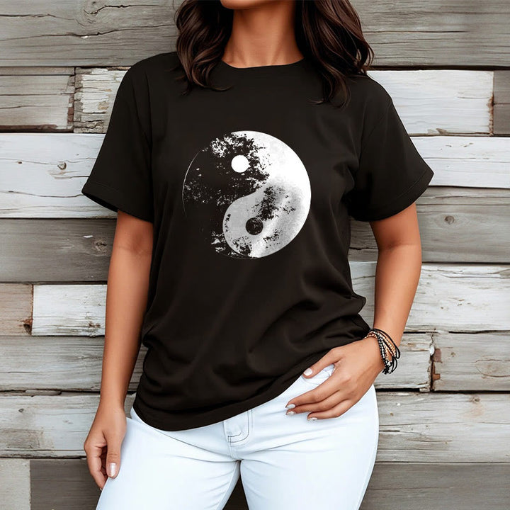 Camiseta de algodón con estampado de tai chi y yang y Buddha Stones - image 5