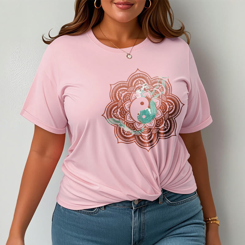 Camiseta de algodón con diseño de mandala y yang y Buddha Stones - image 16