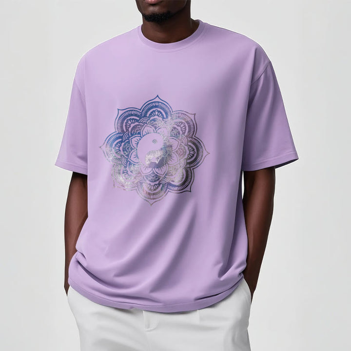 Camiseta de algodón con diseño de mandala y yang y Buddha Stones - image 3