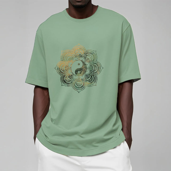 Camiseta de algodón con diseño de mandala y yang y Buddha Stones - image 11