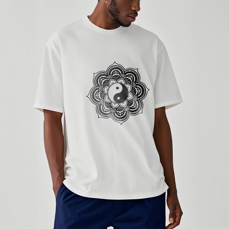 Camiseta de algodón con diseño de mandala y yang y Buddha Stones - image 14