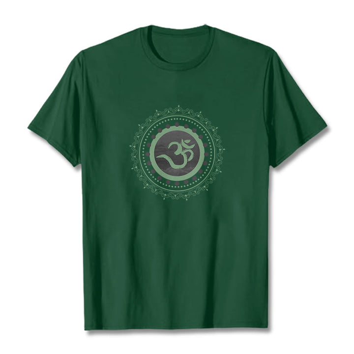 Camiseta de algodón con estampado de mandala Om y Buddha Stones - Verde bosque - 2XL - image 17