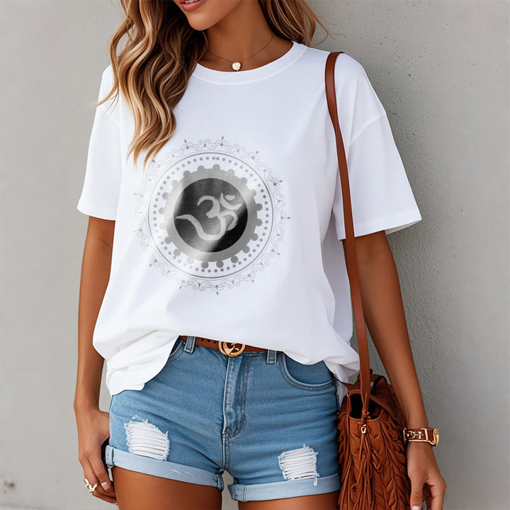 Camiseta de algodón con estampado de mandala Om y Buddha Stones - image 2