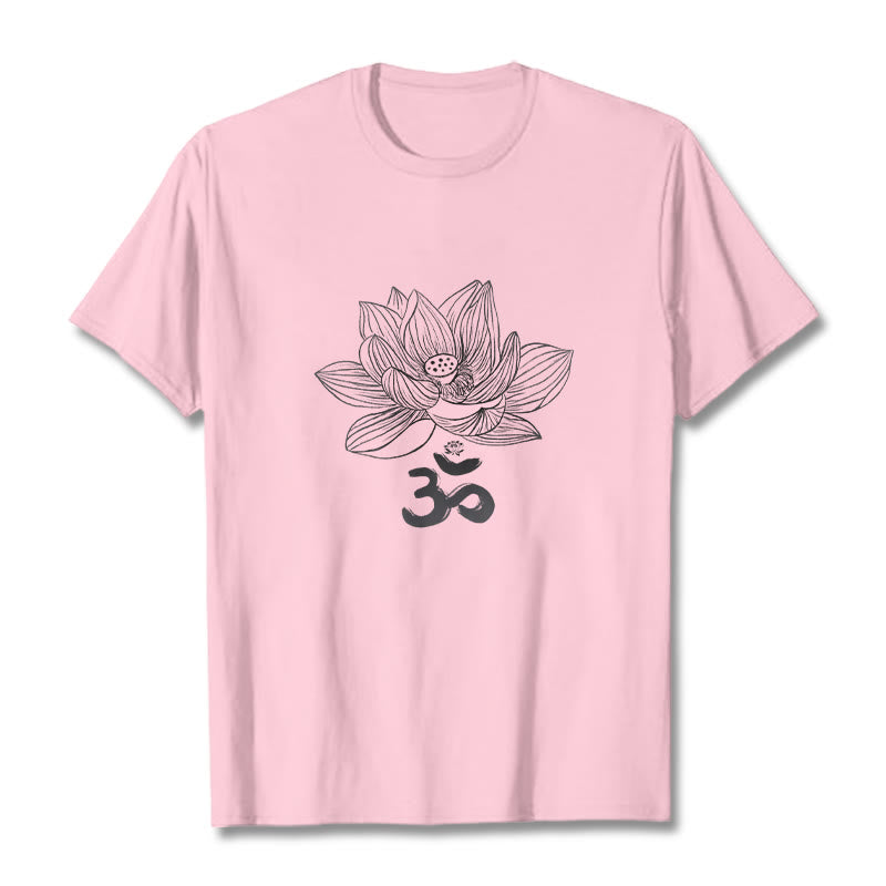 Camiseta de algodón con dibujo de loto y OM de Buddha Stones - Rosa claro - 2XL - image 15