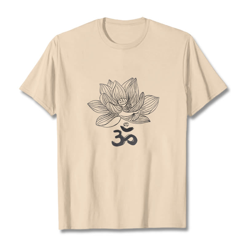 Camiseta de algodón con dibujo de loto y OM de Buddha Stones - Sopa de mariscos - 2XL - image 12