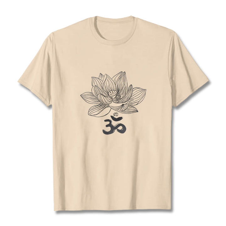 Camiseta de algodón con dibujo de loto y OM de Buddha Stones - Sopa de mariscos - 2XL - image 12