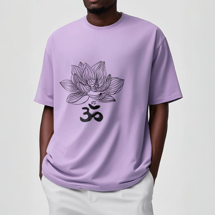 Camiseta de algodón con dibujo de loto y OM de Buddha Stones - image 18