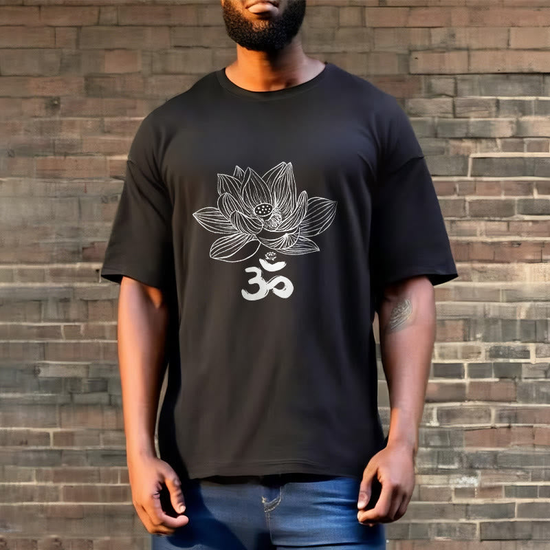 Camiseta de algodón con dibujo de loto y OM de Buddha Stones - image 3