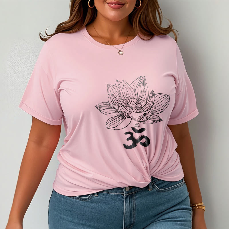 Camiseta de algodón con dibujo de loto y OM de Buddha Stones - image 16