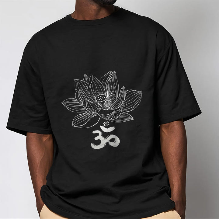 Camiseta de algodón con dibujo de loto y OM de Buddha Stones - image 2
