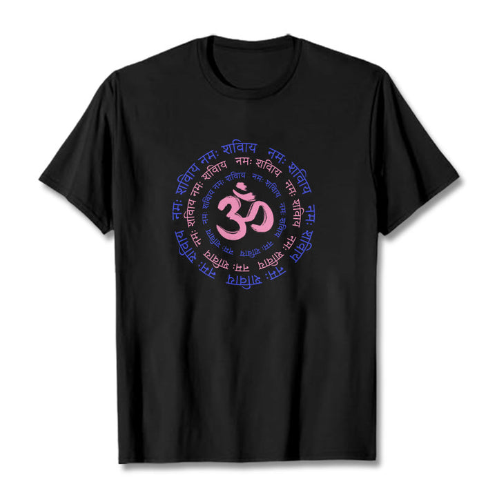 Camiseta de algodón con caracteres sánscritos del mantra OM de Buddha Stones - Negro - 2XL - image 13
