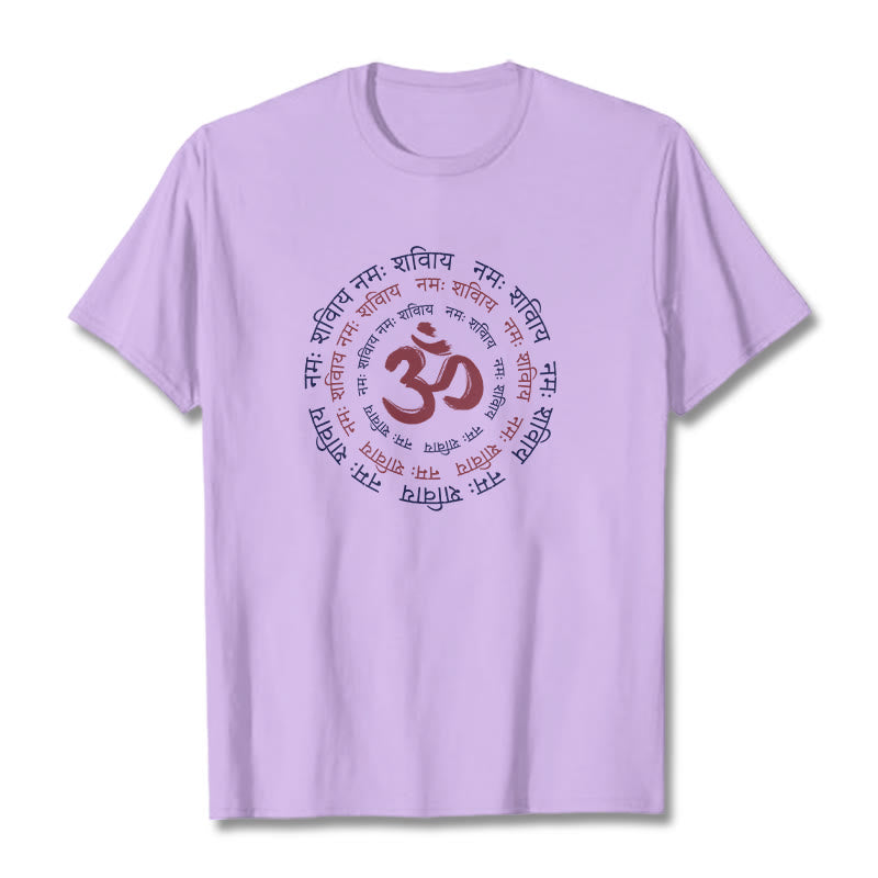 Camiseta de algodón con caracteres sánscritos del mantra OM de Buddha Stones - Ciruela - 2XL - image 8
