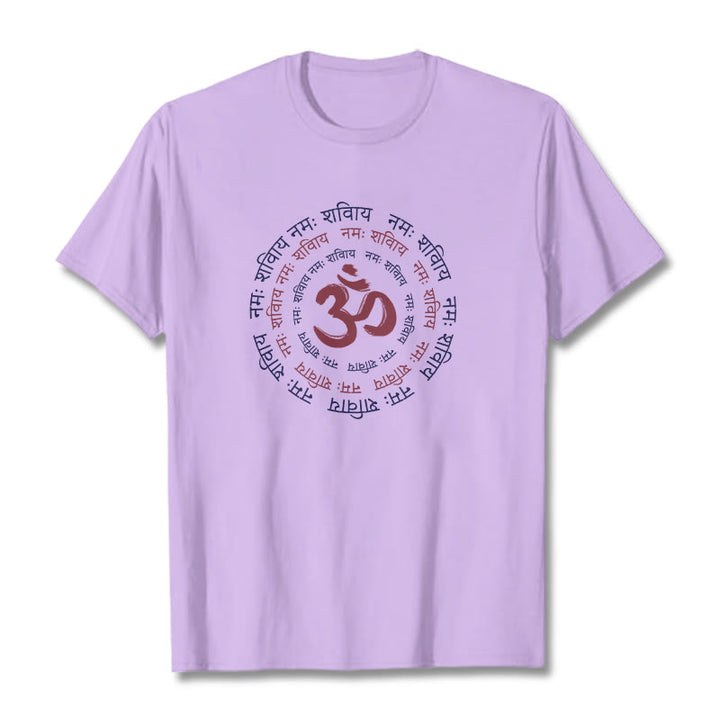 Camiseta de algodón con caracteres sánscritos del mantra OM de Buddha Stones - Ciruela - 2XL - image 8