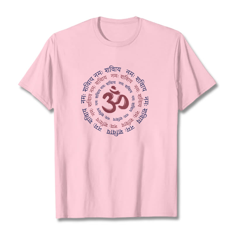 Camiseta de algodón con caracteres sánscritos del mantra OM de Buddha Stones - Rosa claro - 2XL - image 10