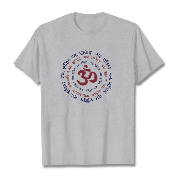 Camiseta de algodón con caracteres sánscritos del mantra OM de Buddha Stones - Gris claro - 2XL - image 12
