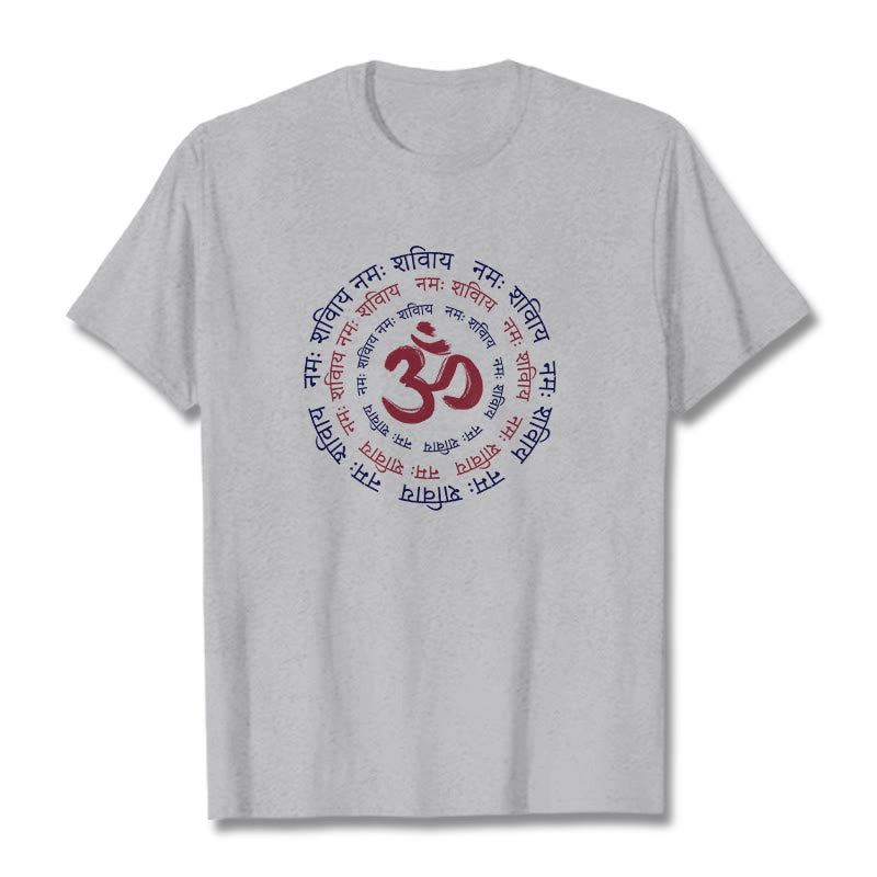 Camiseta de algodón con caracteres sánscritos del mantra OM de Buddha Stones - Gris claro - 2XL - image 11
