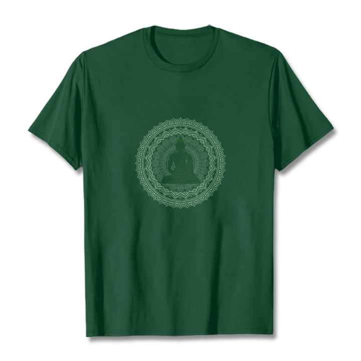Camiseta de algodón con mandala de Buddha Stones de Buda - Verde bosque - 2XL - image 5
