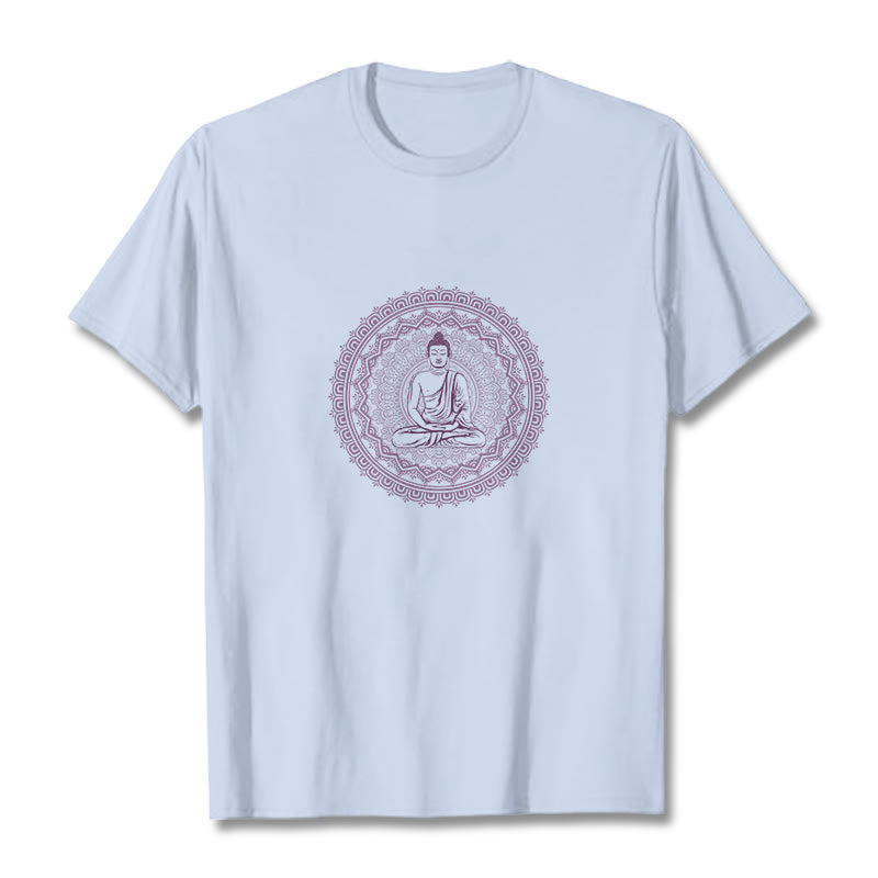 Camiseta de algodón con mandala de Buddha Stones de Buda - Cian claro - 2XL - image 16