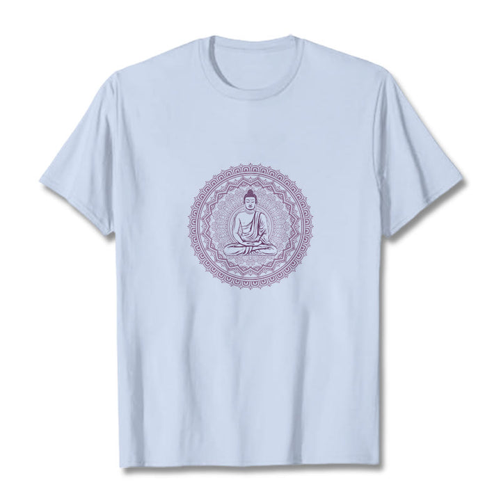 Camiseta de algodón con mandala de Buddha Stones de Buda - Cian claro - 2XL - image 16