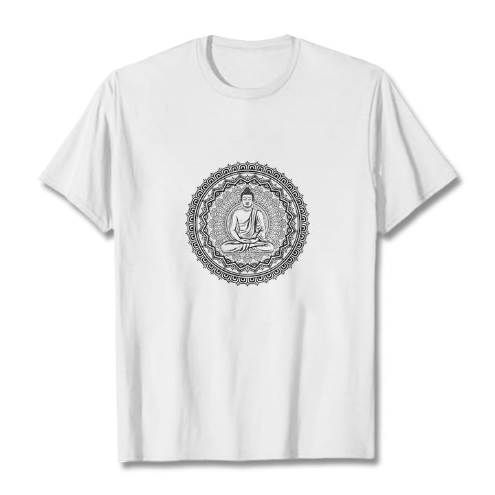 Camiseta de algodón con mandala de Buddha Stones de Buda - Blanco - 2XL - image 11