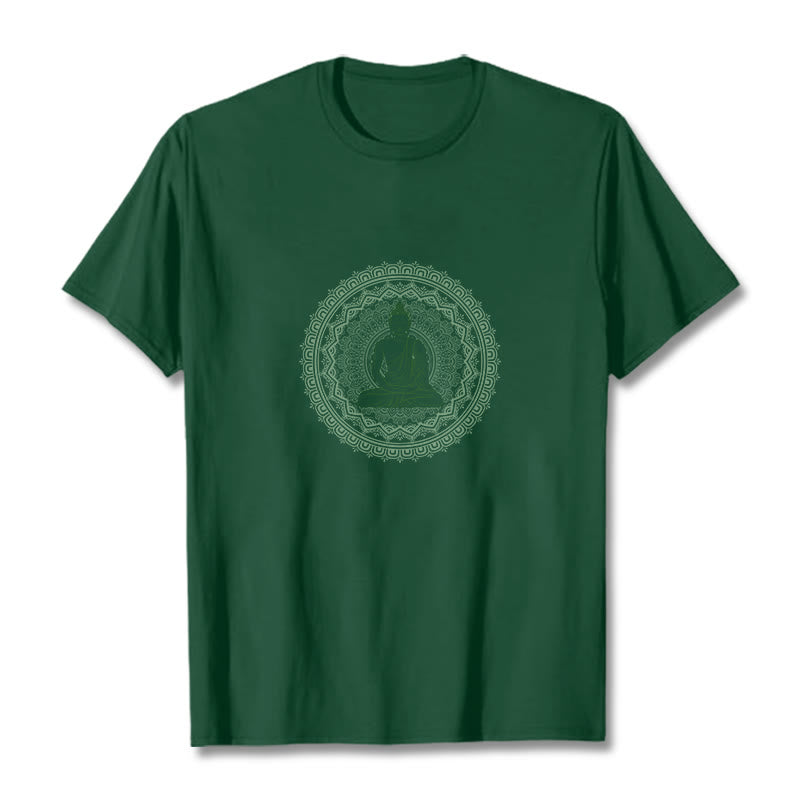 Camiseta de algodón con mandala de Buddha Stones de Buda - Verde bosque - 2XL - image 6