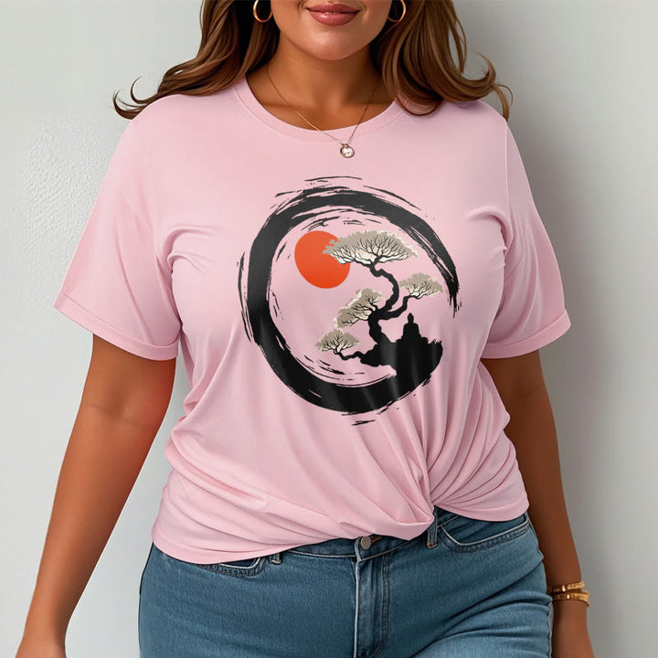 Camiseta de Buda para Meditación con Círculo Zen de Piedras de Buda del Sol Rojo - image 14