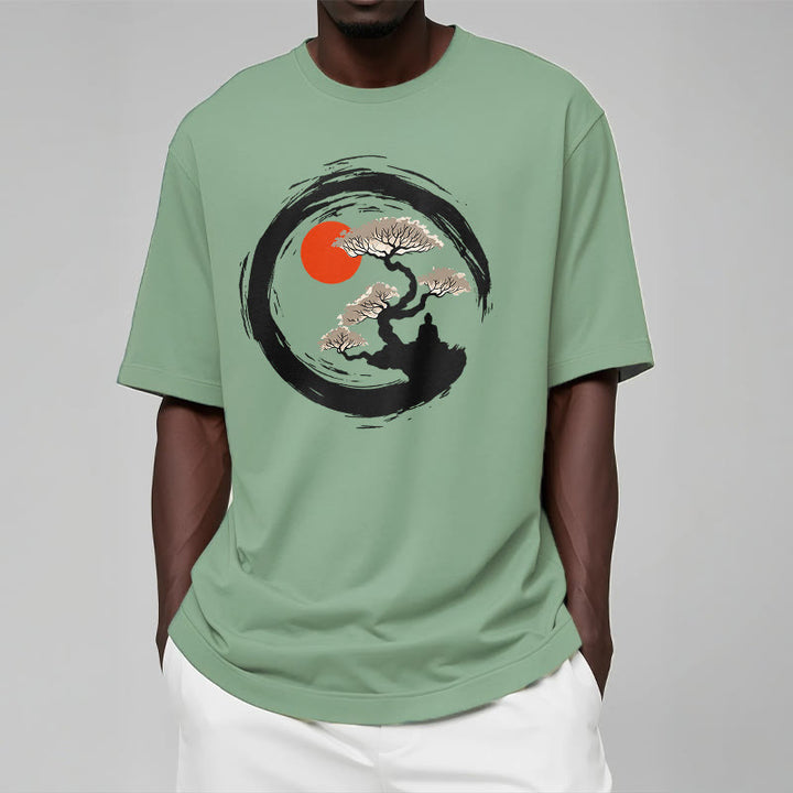 Camiseta de Buda para Meditación con Círculo Zen de Piedras de Buda del Sol Rojo - image 16