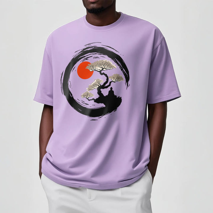 Camiseta de Buda para Meditación con Círculo Zen de Piedras de Buda del Sol Rojo - image 18