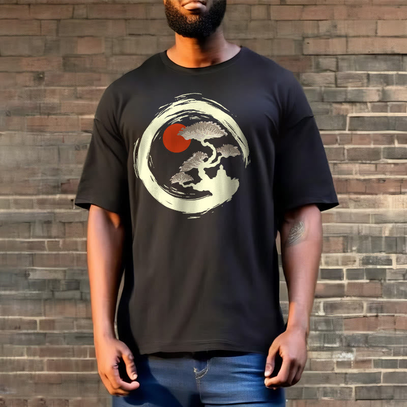 Camiseta de Buda para Meditación con Círculo Zen de Piedras de Buda del Sol Rojo - image 4