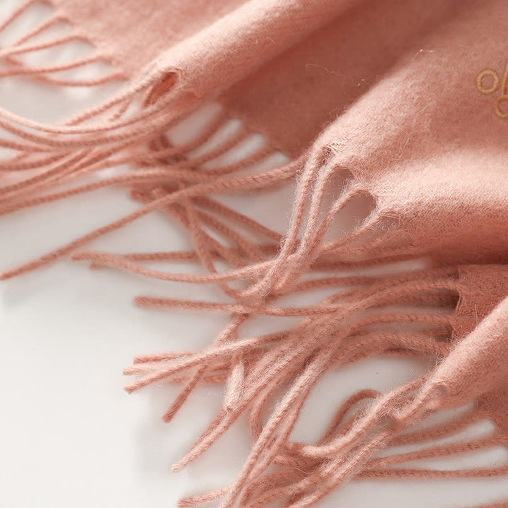 Chal de lana con Buddha Stones , hojas de flores rojas, bordado con borlas, bufanda de viaje acogedora para el invierno