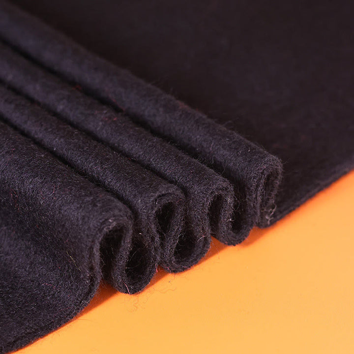 Chal de lana con Buddha Stones y hojas de bambú bordadas con borlas, bufanda de viaje acogedora para el invierno