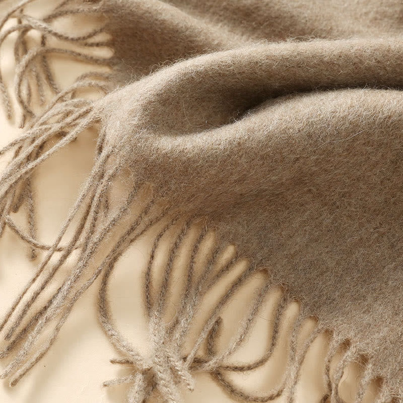 Chal de lana con Buddha Stones y borlas bordadas con flores blancas y naranjas, bufanda de viaje acogedora para el invierno