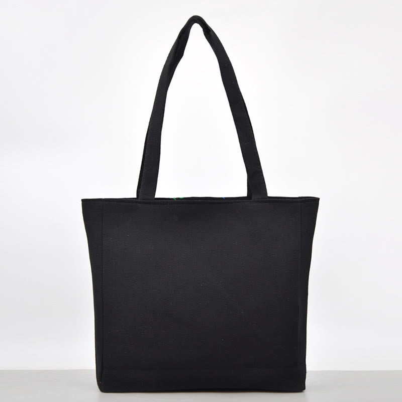 Bolso de mano de lona con bordado de peonías, camelias y crisantemos de Buddha Stones de Galsang