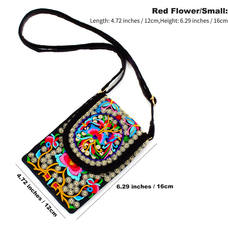 Mochila de lona con bordado de rosas y flores de Inula y Buddha Stones