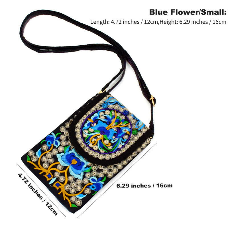 Mochila de lona con bordado de rosas y flores de Inula y Buddha Stones