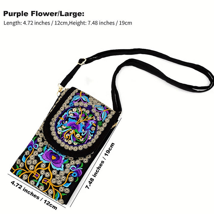 Mochila de lona con bordado de rosas y flores de Inula y Buddha Stones