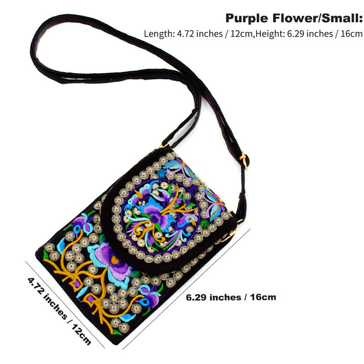 Mochila de lona con bordado de rosas y flores de Inula y Buddha Stones