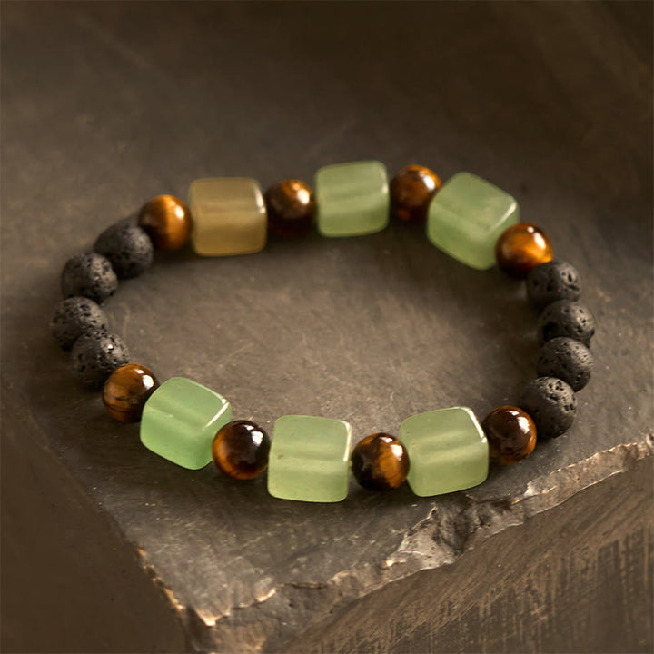 Pulsera de soporte de piedra de lava con amatista y cubo de varios cristales y Buddha Stones