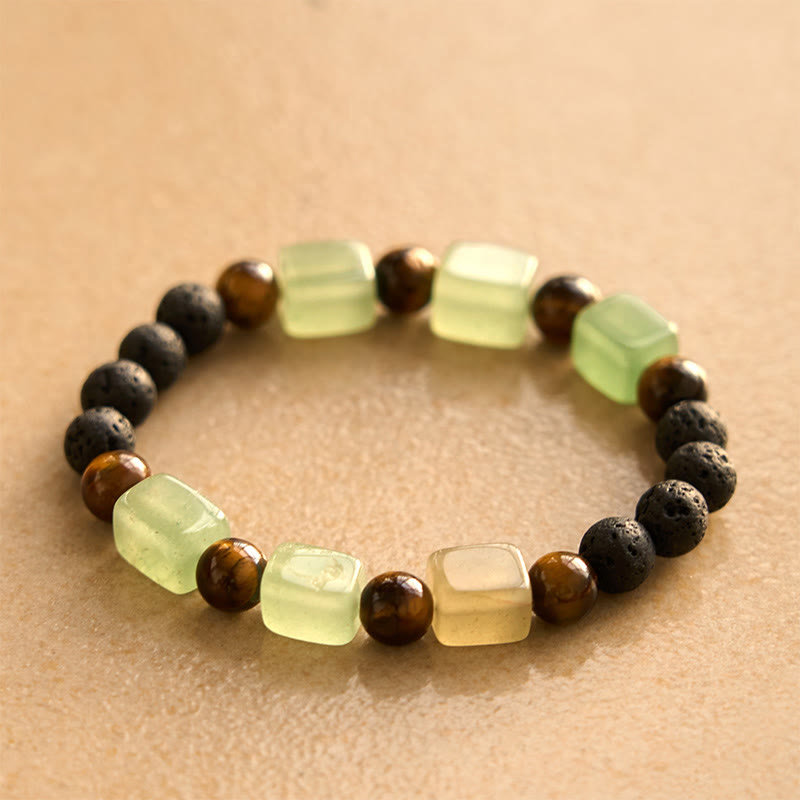 Pulsera de soporte de piedra de lava con amatista y cubo de varios cristales y Buddha Stones