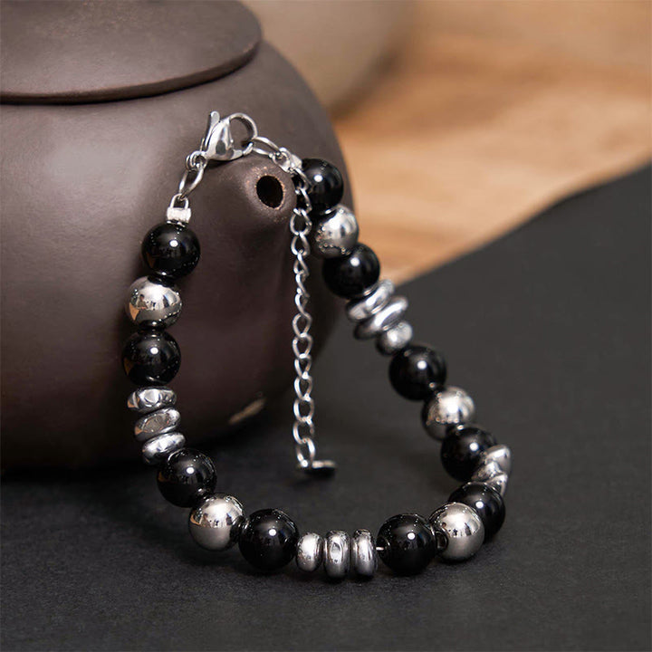Pulsera de la suerte con Buddha Stones y ónix negro