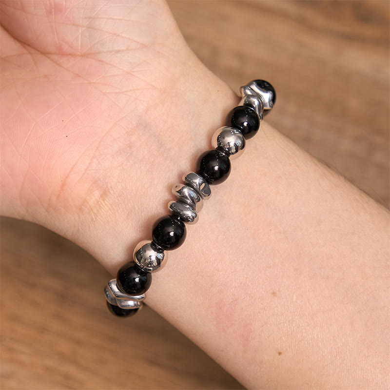 Pulsera de la suerte con Buddha Stones y ónix negro