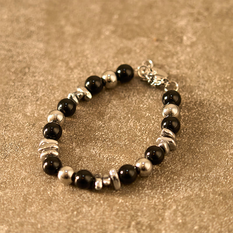 Pulsera de la suerte con Buddha Stones y ónix negro