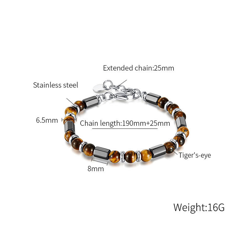 Pulsera de cadena con hebilla de hematita y ojo de tigre con Buddha Stones