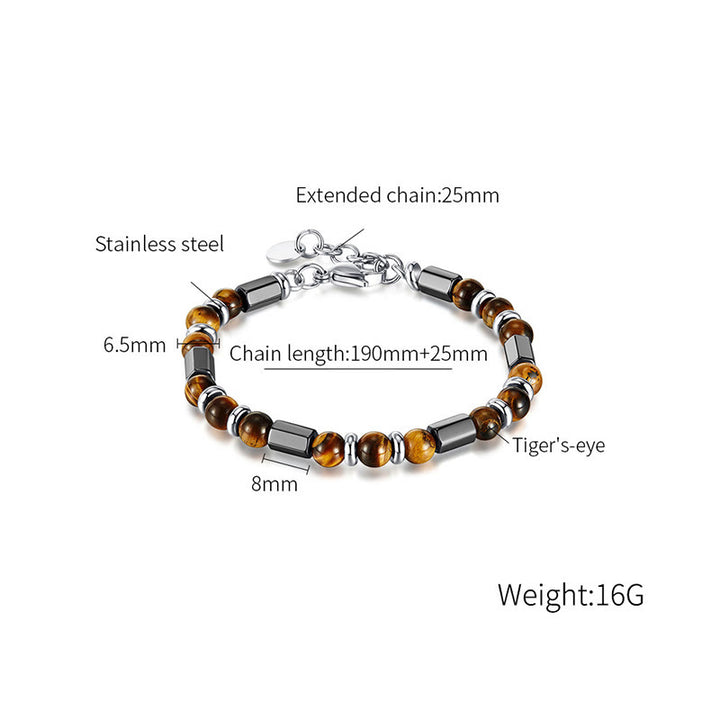 Pulsera de cadena con hebilla de hematita y ojo de tigre con Buddha Stones