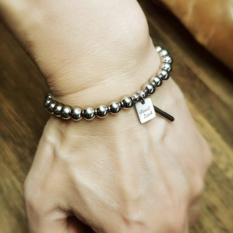 Pulsera de equilibrio de buena suerte de acero y titanio con Buddha Stones