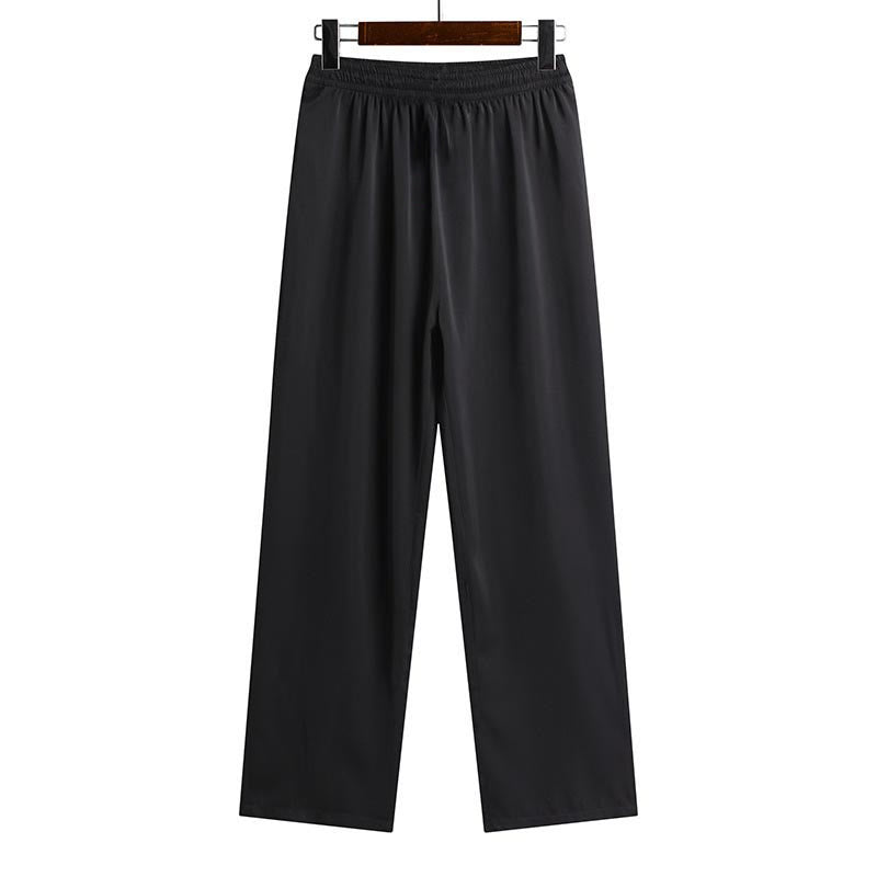 Buddha Stones Traje Tang de bambú con flor de melocotón para hombre, uniforme tradicional Hanfu, camiseta de manga corta, pantalones y conjunto de ropa - Pantalones negros - US/UK/AU42, EU52 (3XL) - image 14